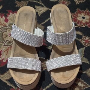 Madden Girl Silver Rhinestone Heels